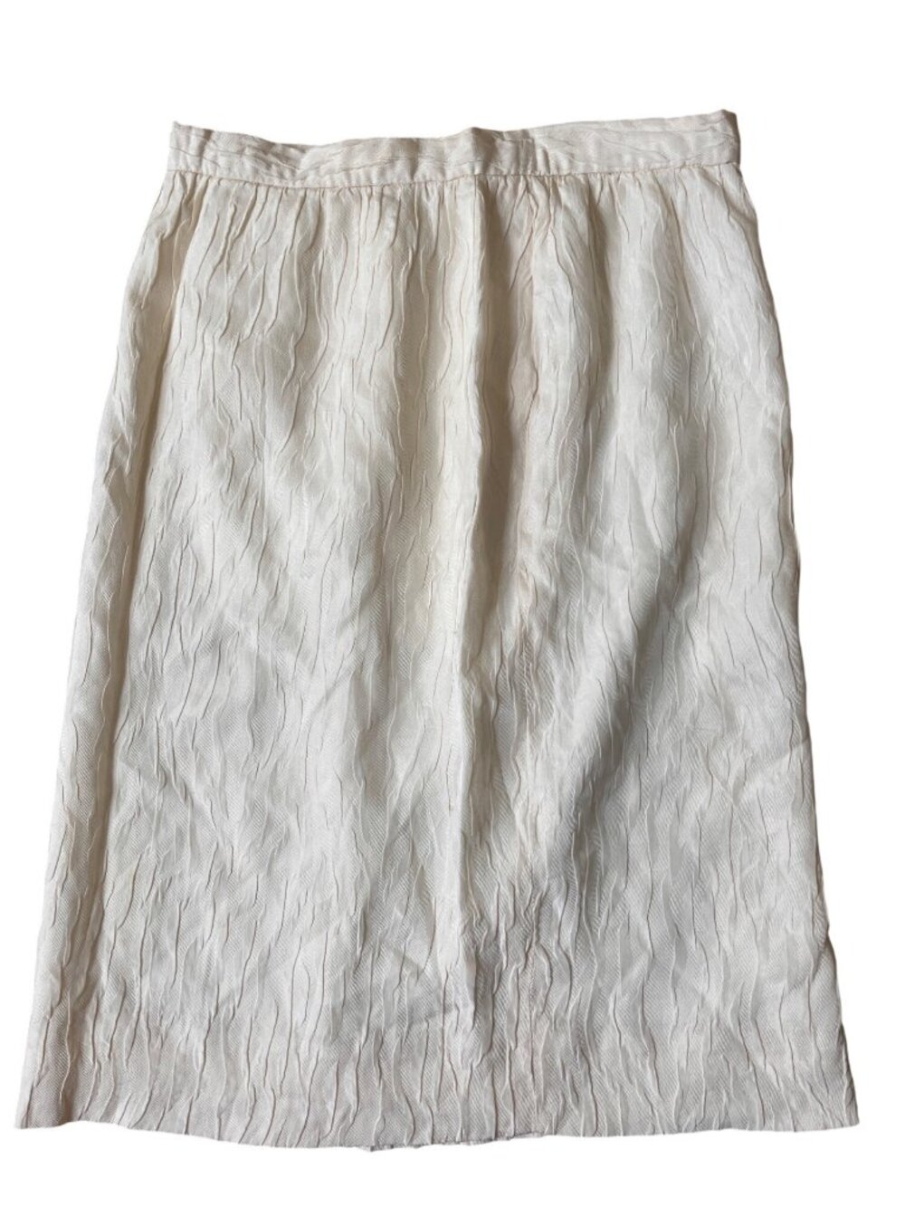 Gloria Sachs VTG Crinkled A-Line Skirt Womens 8 Ivory Minimalist Quiet Luxury